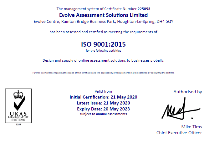 Our ISO 9001 certification